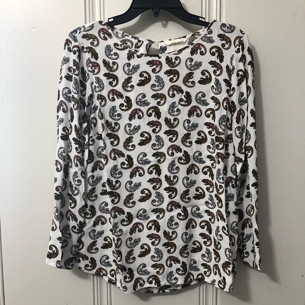 H&M Paisley Print Blouse - White and Brown